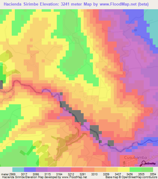 Hacienda Sirimbe,Ecuador Elevation Map