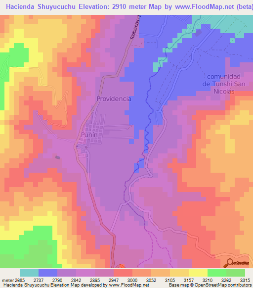 Hacienda Shuyucuchu,Ecuador Elevation Map