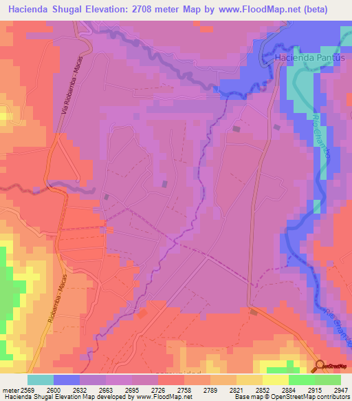 Hacienda Shugal,Ecuador Elevation Map