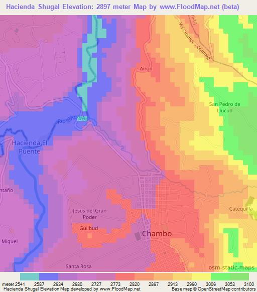 Hacienda Shugal,Ecuador Elevation Map