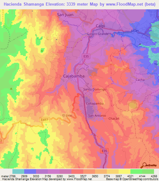 Hacienda Shamanga,Ecuador Elevation Map