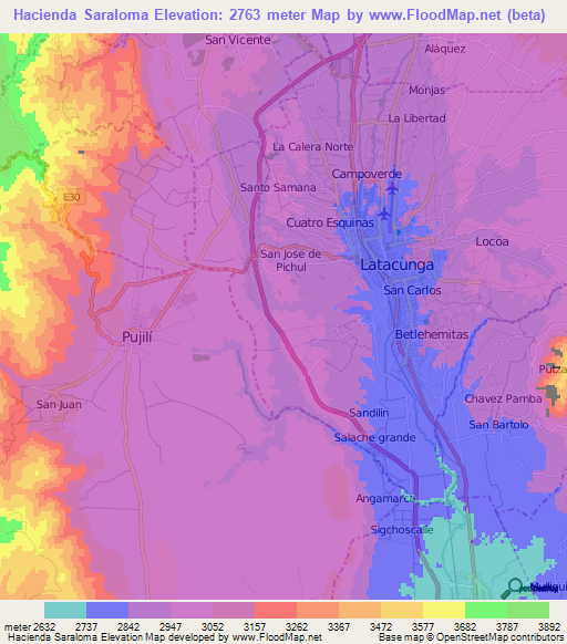 Hacienda Saraloma,Ecuador Elevation Map
