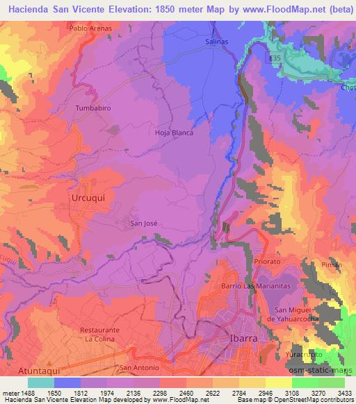Hacienda San Vicente,Ecuador Elevation Map