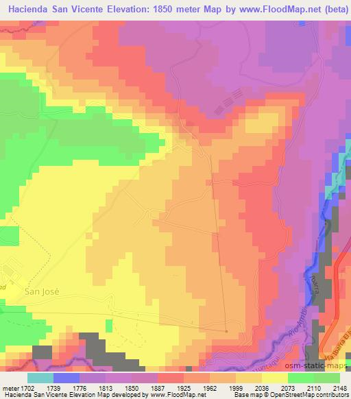 Hacienda San Vicente,Ecuador Elevation Map