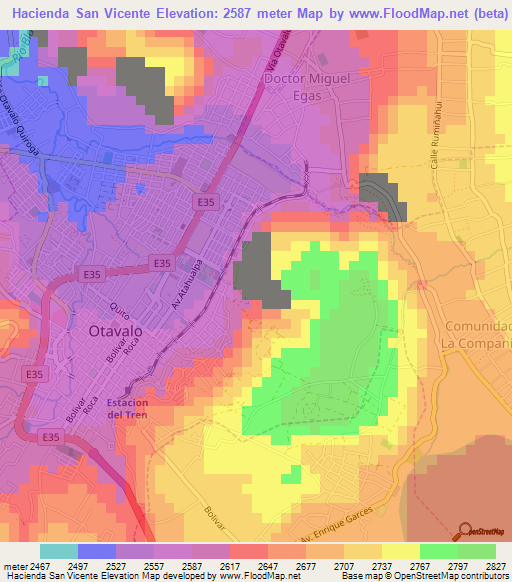 Hacienda San Vicente,Ecuador Elevation Map