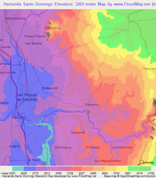Hacienda Santo Domingo,Ecuador Elevation Map