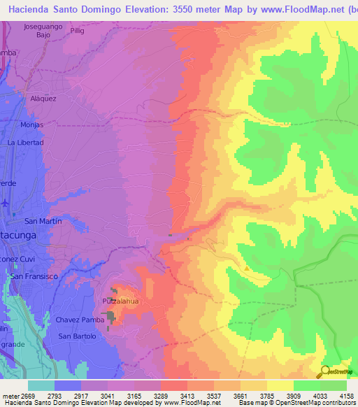 Hacienda Santo Domingo,Ecuador Elevation Map