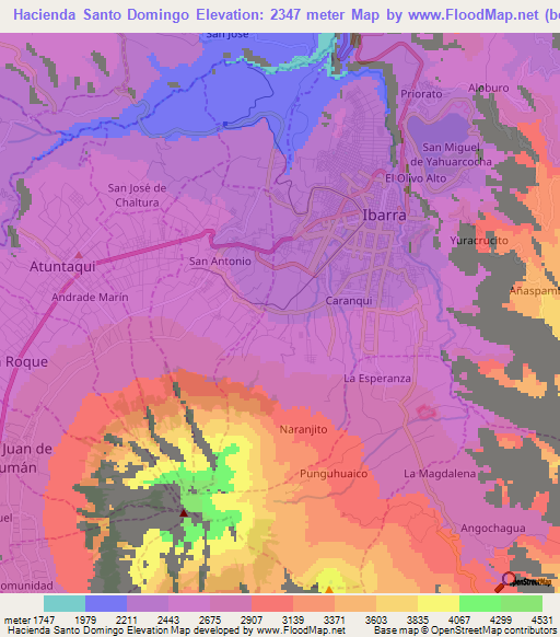 Hacienda Santo Domingo,Ecuador Elevation Map