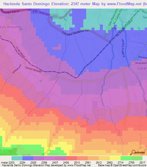 Hacienda Santo Domingo,Ecuador Elevation Map