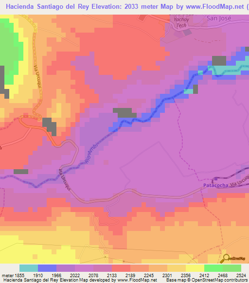 Hacienda Santiago del Rey,Ecuador Elevation Map