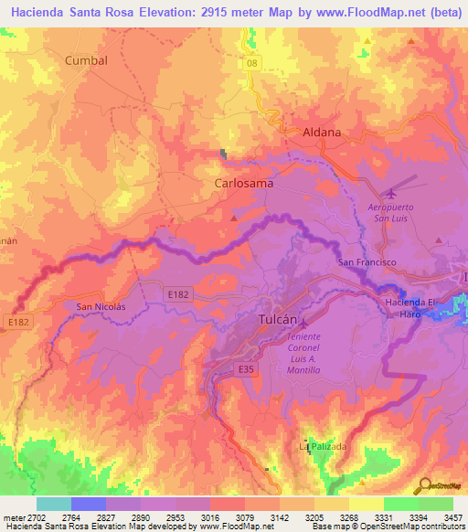 Hacienda Santa Rosa,Ecuador Elevation Map