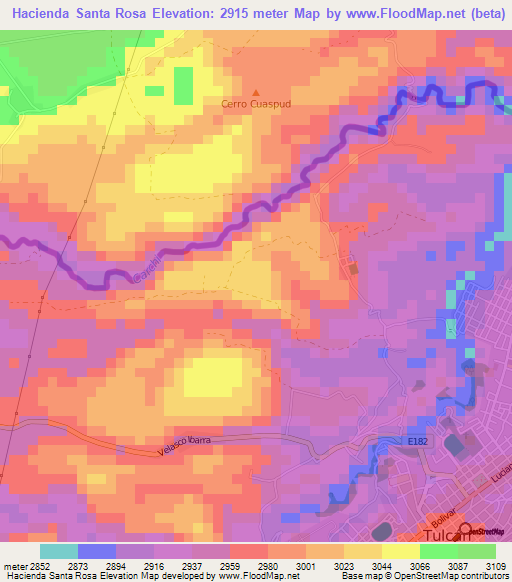 Hacienda Santa Rosa,Ecuador Elevation Map