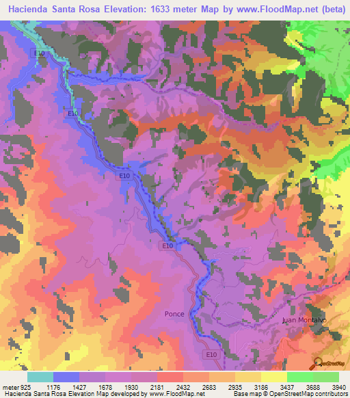 Hacienda Santa Rosa,Ecuador Elevation Map