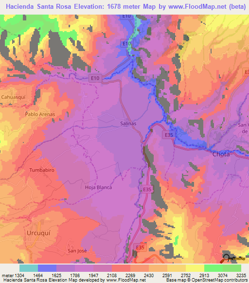 Hacienda Santa Rosa,Ecuador Elevation Map