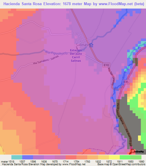 Hacienda Santa Rosa,Ecuador Elevation Map