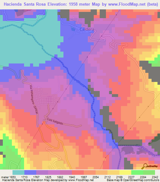 Hacienda Santa Rosa,Ecuador Elevation Map