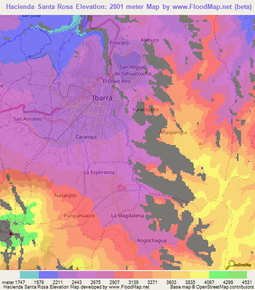 Hacienda Santa Rosa,Ecuador Elevation Map