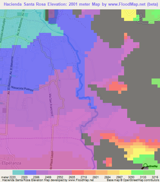 Hacienda Santa Rosa,Ecuador Elevation Map