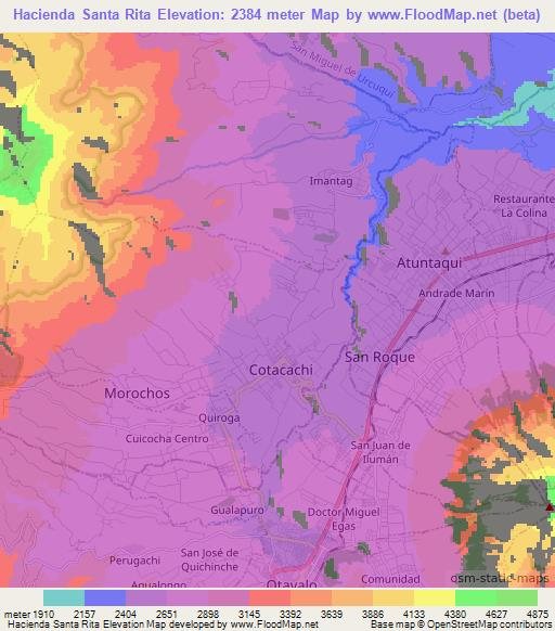 Hacienda Santa Rita,Ecuador Elevation Map