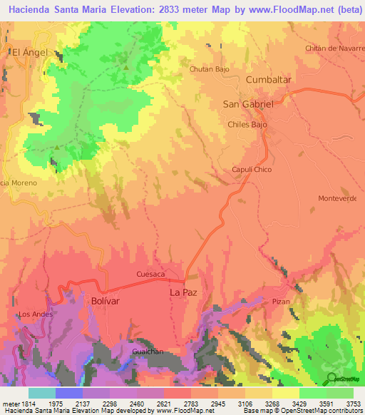 Hacienda Santa Maria,Ecuador Elevation Map