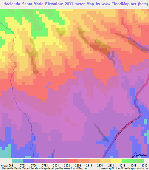 Hacienda Santa Maria,Ecuador Elevation Map