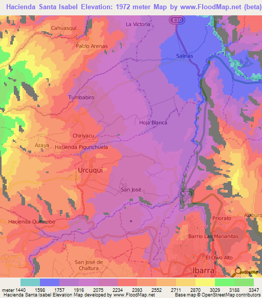 Hacienda Santa Isabel,Ecuador Elevation Map