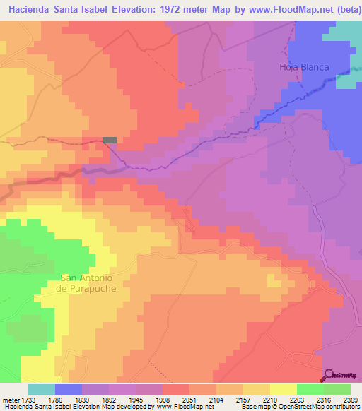 Hacienda Santa Isabel,Ecuador Elevation Map