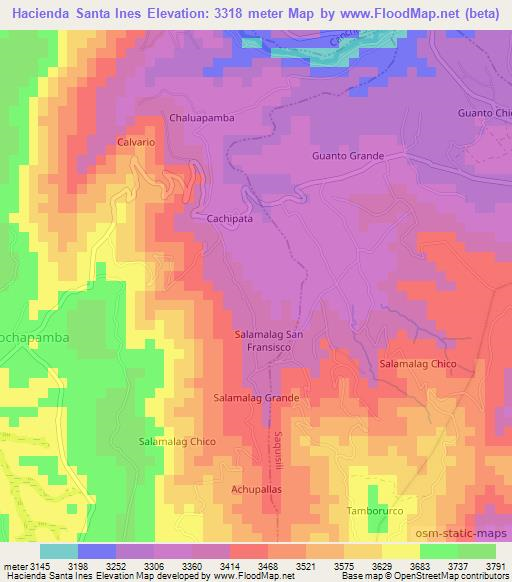 Hacienda Santa Ines,Ecuador Elevation Map