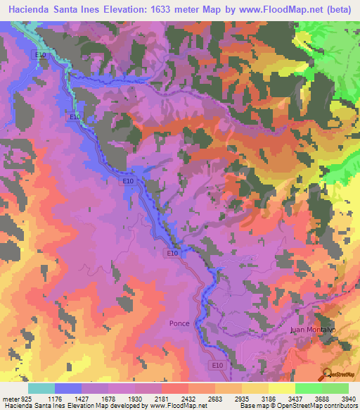 Hacienda Santa Ines,Ecuador Elevation Map