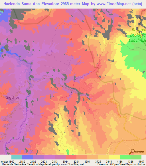 Hacienda Santa Ana,Ecuador Elevation Map