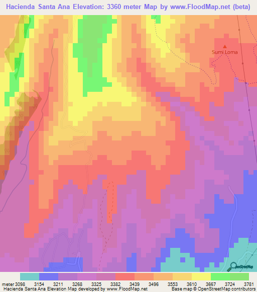 Hacienda Santa Ana,Ecuador Elevation Map