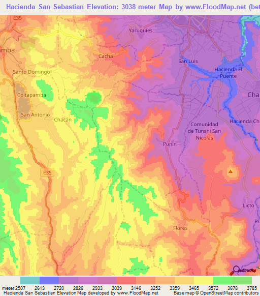 Hacienda San Sebastian,Ecuador Elevation Map