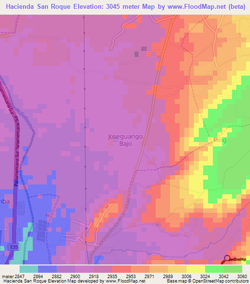 Hacienda San Roque,Ecuador Elevation Map