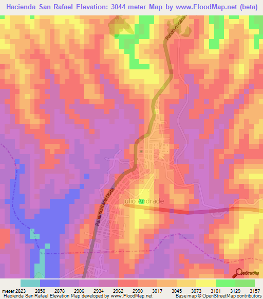 Hacienda San Rafael,Ecuador Elevation Map