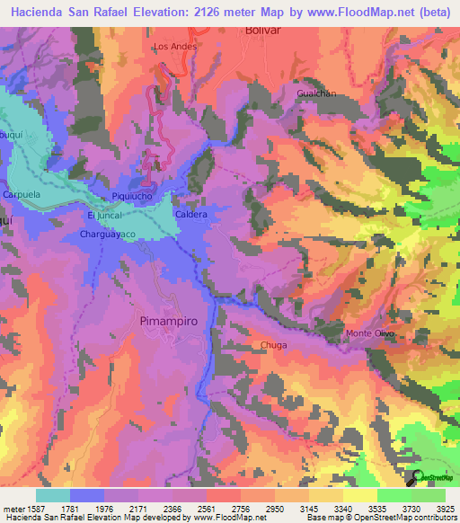 Hacienda San Rafael,Ecuador Elevation Map