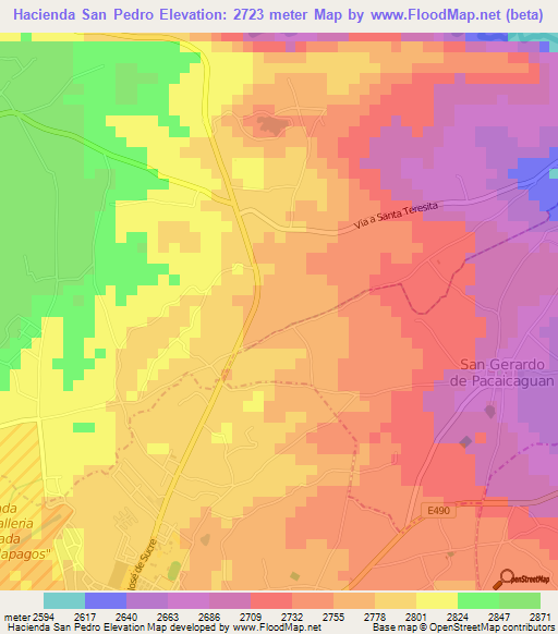 Hacienda San Pedro,Ecuador Elevation Map