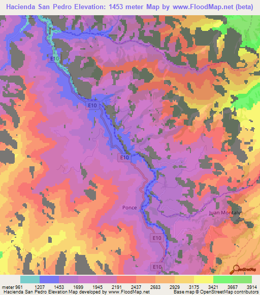 Hacienda San Pedro,Ecuador Elevation Map