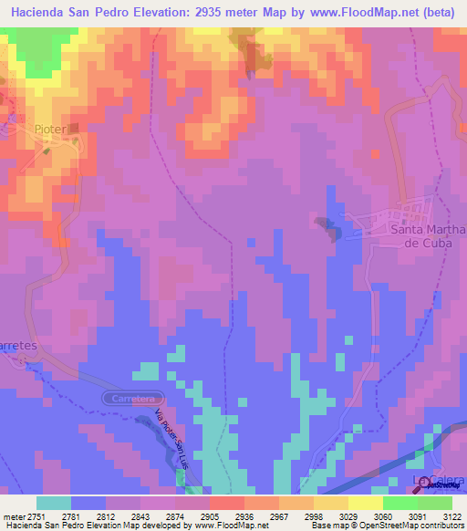 Hacienda San Pedro,Ecuador Elevation Map