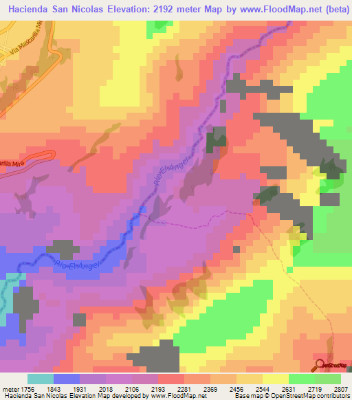 Hacienda San Nicolas,Ecuador Elevation Map