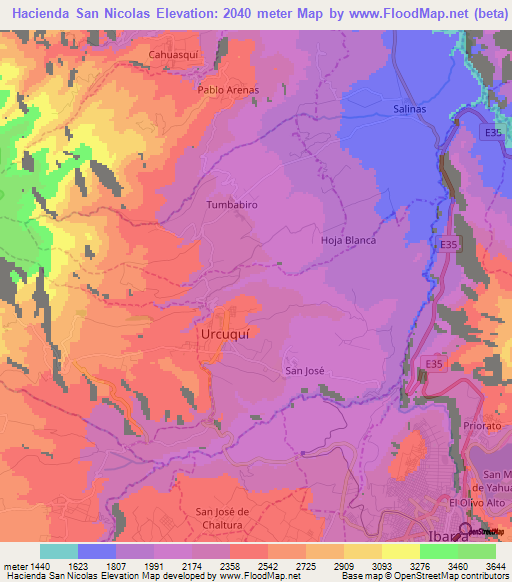 Hacienda San Nicolas,Ecuador Elevation Map