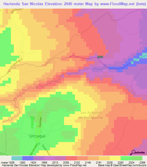 Hacienda San Nicolas,Ecuador Elevation Map