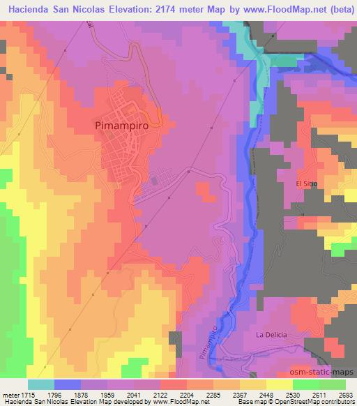 Hacienda San Nicolas,Ecuador Elevation Map