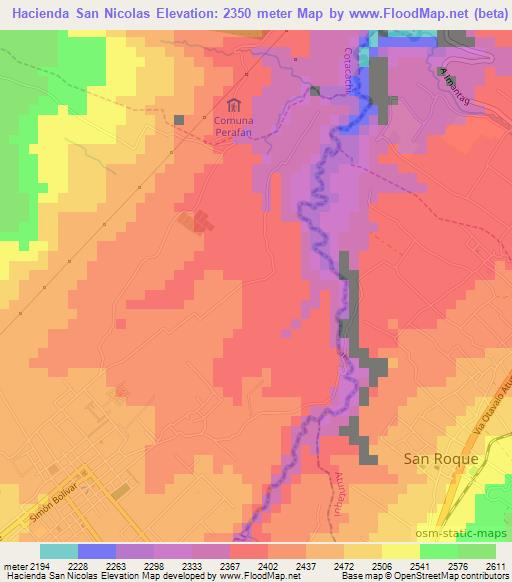 Hacienda San Nicolas,Ecuador Elevation Map