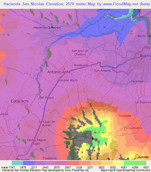 Hacienda San Nicolas,Ecuador Elevation Map