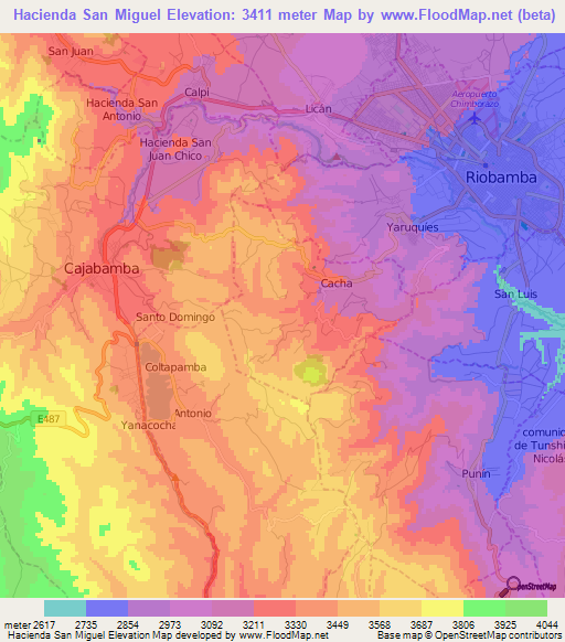 Hacienda San Miguel,Ecuador Elevation Map