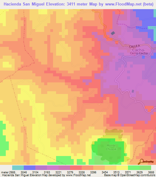 Hacienda San Miguel,Ecuador Elevation Map