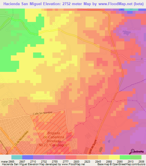 Hacienda San Miguel,Ecuador Elevation Map