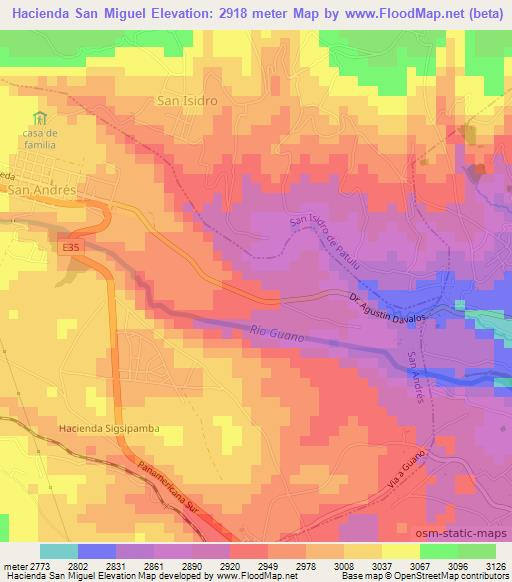 Hacienda San Miguel,Ecuador Elevation Map