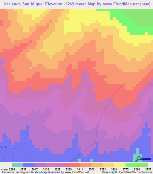 Hacienda San Miguel,Ecuador Elevation Map