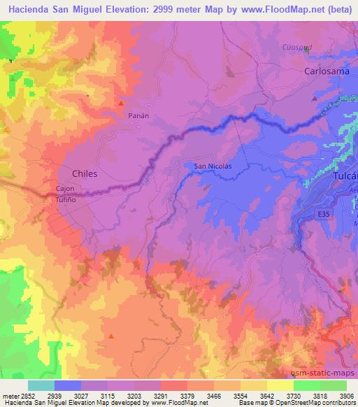 Hacienda San Miguel,Ecuador Elevation Map